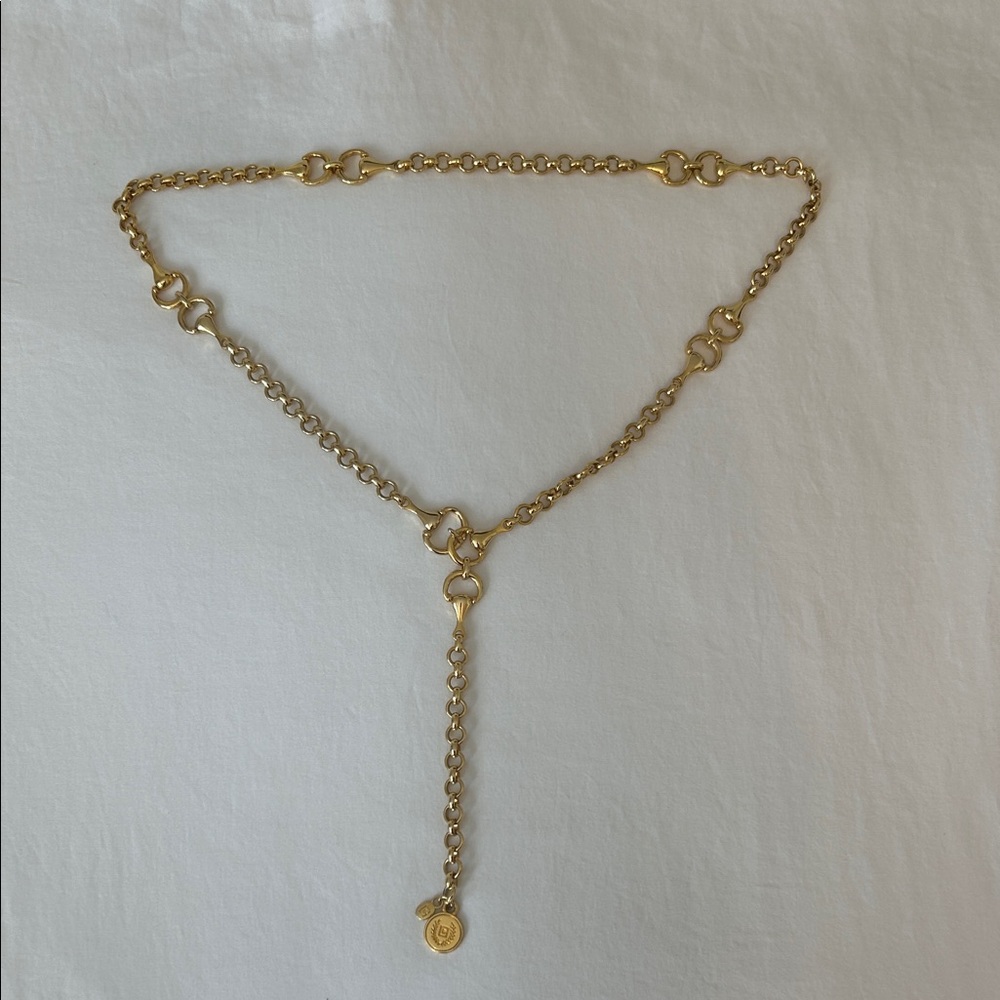 Chaps Lauren Gold Bamboo Adjustable Toggle Belt. Gold Chain